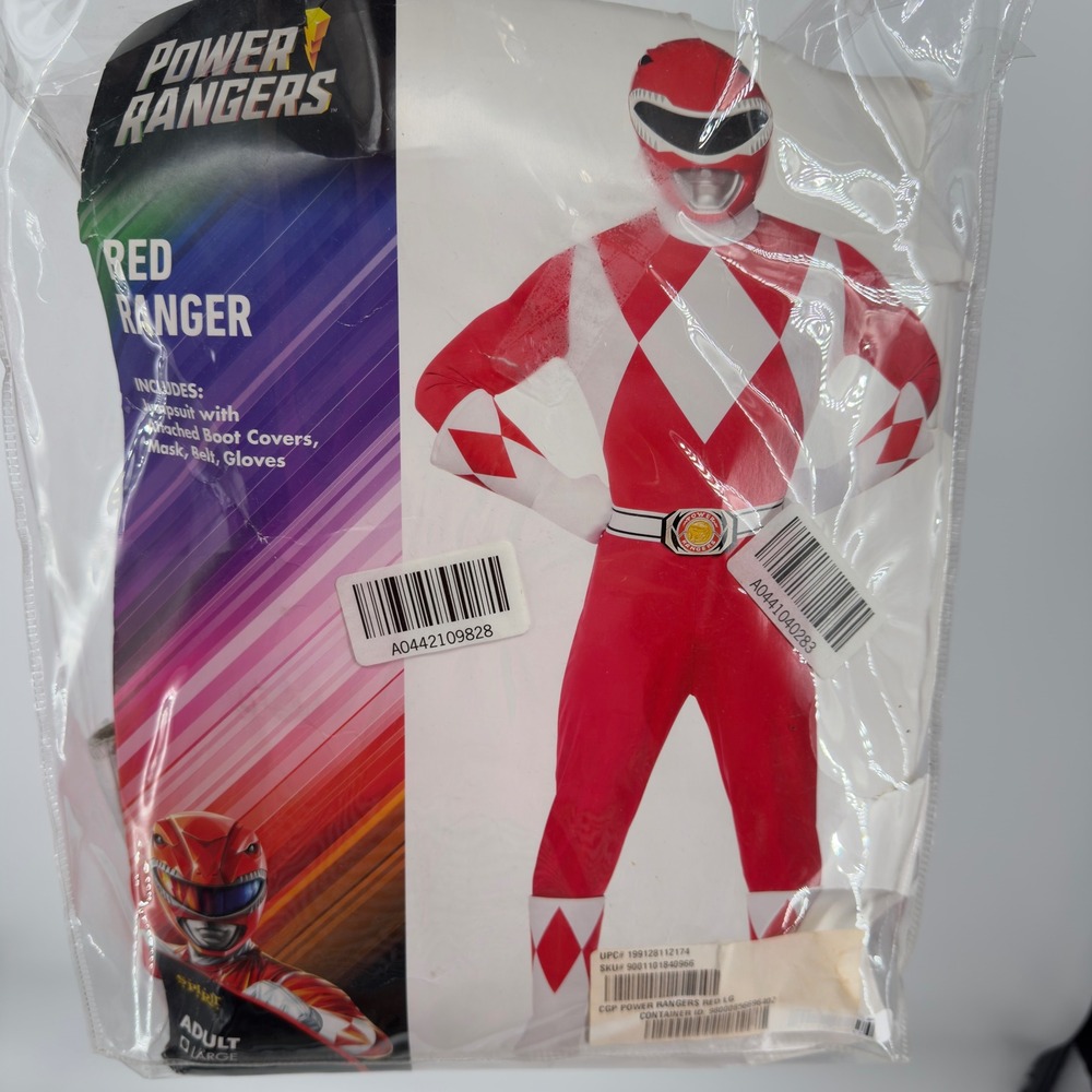 Spirit Halloween Power Rangers Red Ranger Costume Adult Large Jumpsuit Mask Set